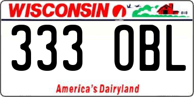 WI license plate 333OBL