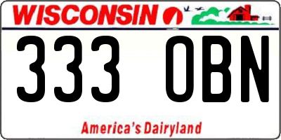 WI license plate 333OBN