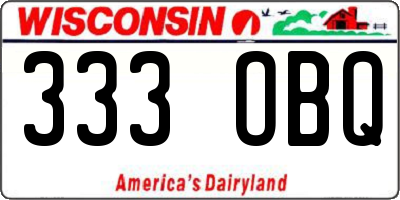 WI license plate 333OBQ
