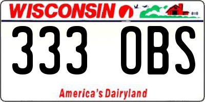 WI license plate 333OBS