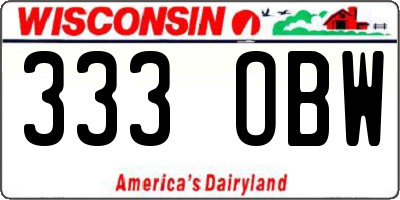 WI license plate 333OBW