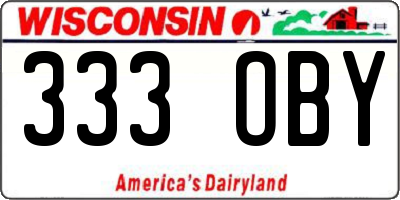 WI license plate 333OBY