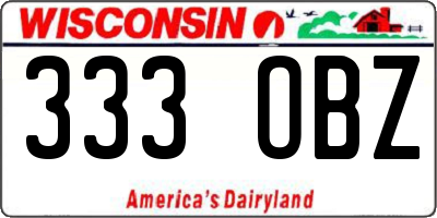 WI license plate 333OBZ