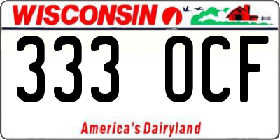 WI license plate 333OCF