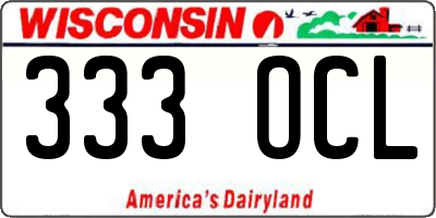 WI license plate 333OCL
