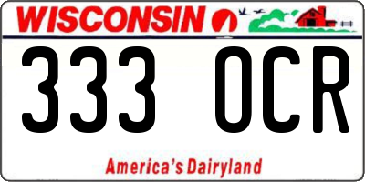 WI license plate 333OCR