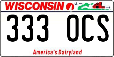WI license plate 333OCS