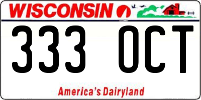 WI license plate 333OCT
