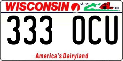 WI license plate 333OCU
