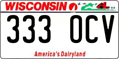 WI license plate 333OCV