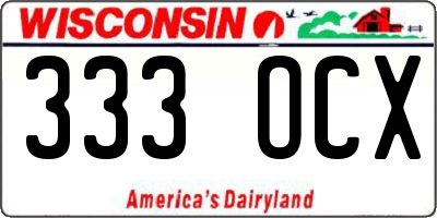 WI license plate 333OCX