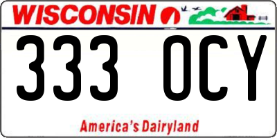 WI license plate 333OCY