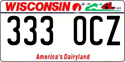 WI license plate 333OCZ