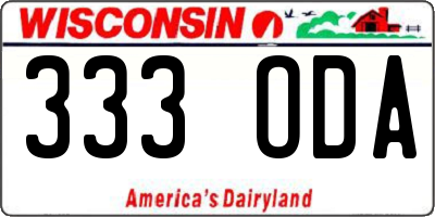 WI license plate 333ODA