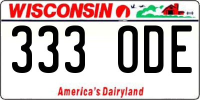 WI license plate 333ODE