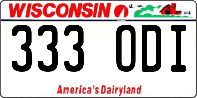 WI license plate 333ODI