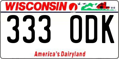 WI license plate 333ODK