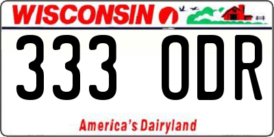 WI license plate 333ODR