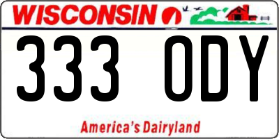 WI license plate 333ODY
