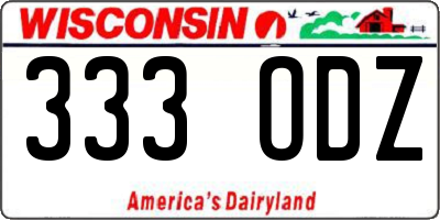 WI license plate 333ODZ