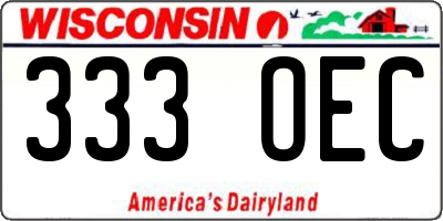 WI license plate 333OEC