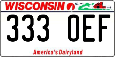 WI license plate 333OEF