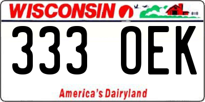 WI license plate 333OEK