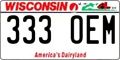 WI license plate 333OEM