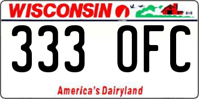 WI license plate 333OFC