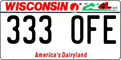 WI license plate 333OFE