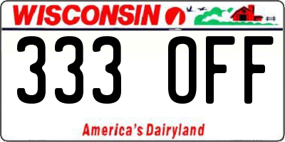 WI license plate 333OFF