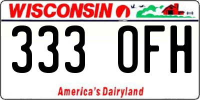 WI license plate 333OFH