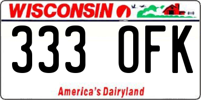 WI license plate 333OFK
