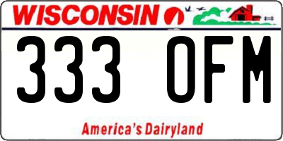 WI license plate 333OFM