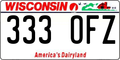 WI license plate 333OFZ