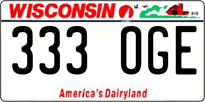 WI license plate 333OGE
