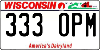WI license plate 333OPM