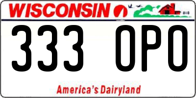 WI license plate 333OPO