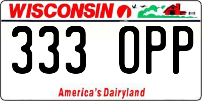 WI license plate 333OPP