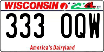WI license plate 333OQW