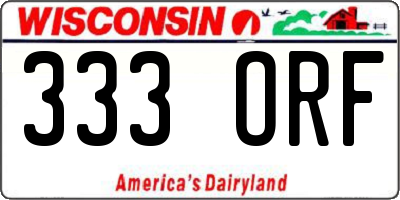 WI license plate 333ORF