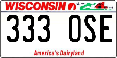 WI license plate 333OSE
