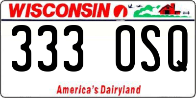 WI license plate 333OSQ
