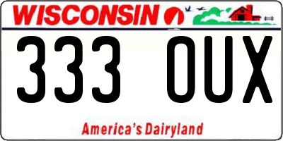 WI license plate 333OUX
