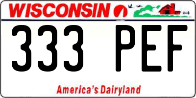 WI license plate 333PEF