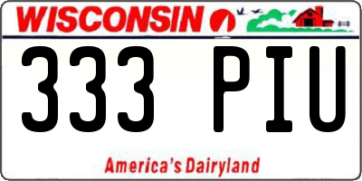 WI license plate 333PIU