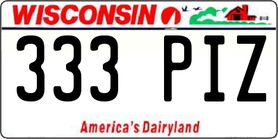WI license plate 333PIZ