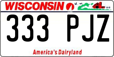 WI license plate 333PJZ