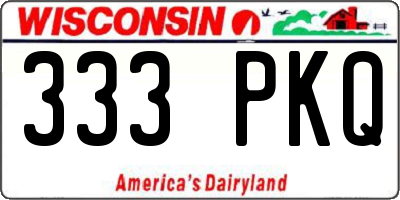 WI license plate 333PKQ