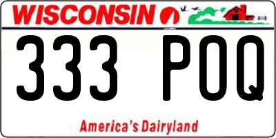 WI license plate 333POQ